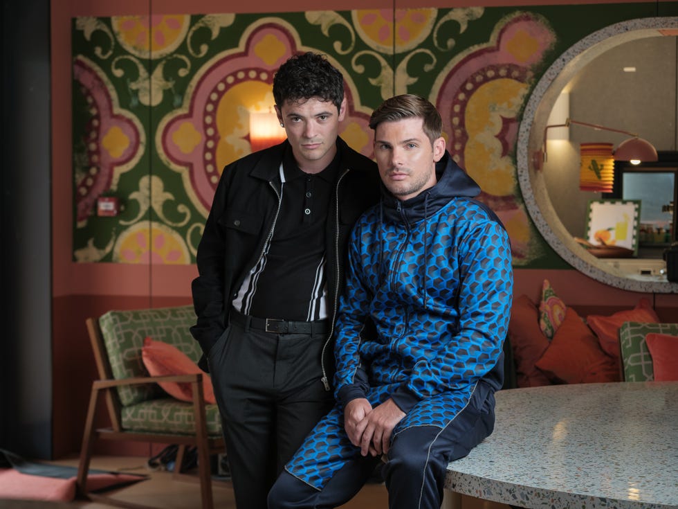 jonny labey as rex gallagher and kieron richardson as ste hay in hollyoaks