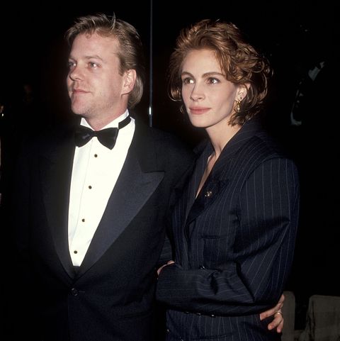 actor kiefer sutherland and actress julia roberts attend the 48th annual golden globe awards on january 19, 1991 at beverly hilton hotel in beverly hills, california photo by ron galella, ltdron galella collection via getty images