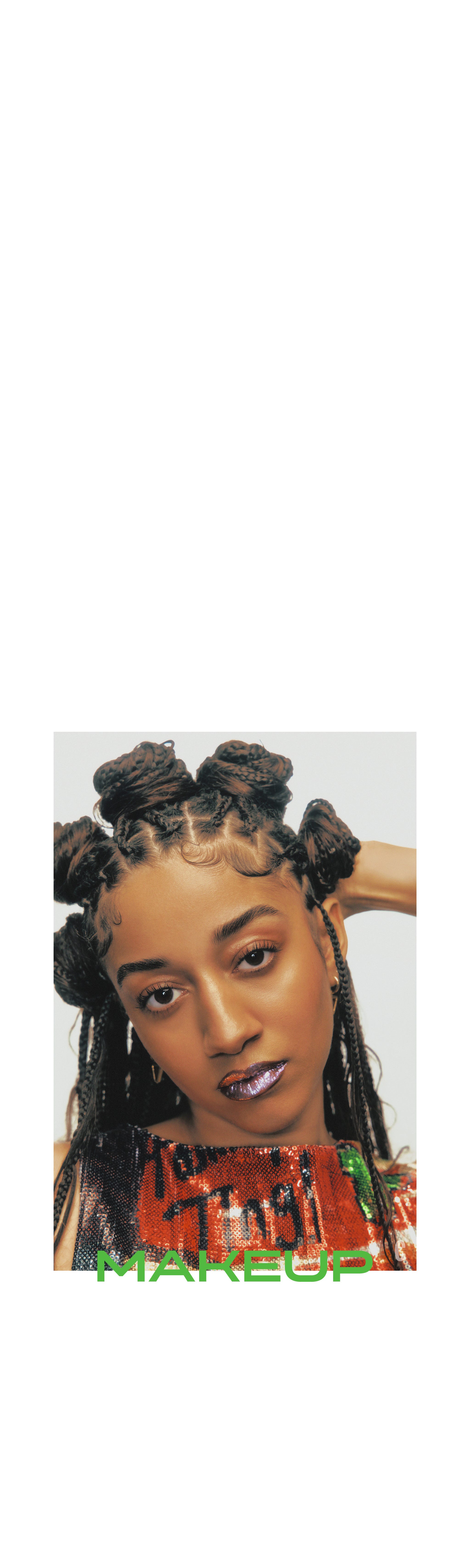 woman with braids and purple lip makeup