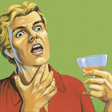 dibujo de un hombre bebiendo una copa de una bebida alcohólica