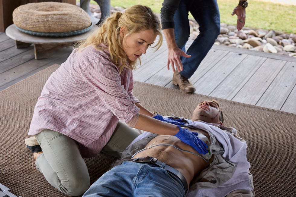 EMBARGO 03/03/2025 Bree Cameron rushes in to operate on Tim Russell in Home and Away embargo 03032025 bree cameron rushes in to operate on tim russell in home and away