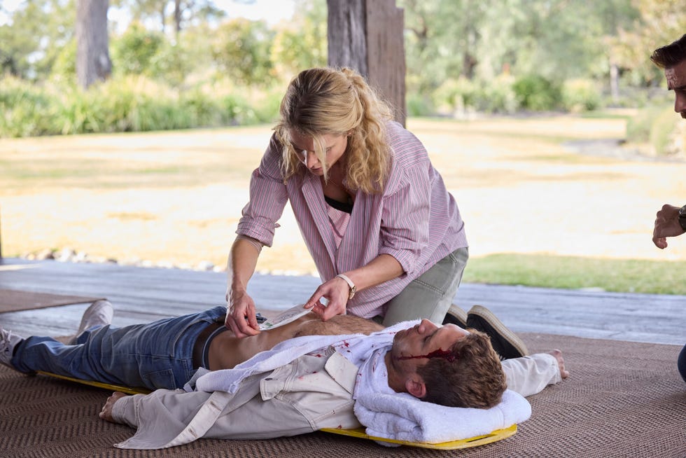 embargo 03032025 bree cameron rushes in to operate on tim russell in home and away