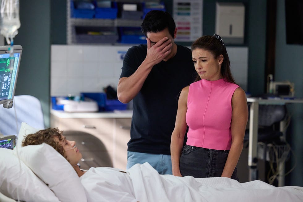 theo poulos, justin morgan and leah patterson in home and away