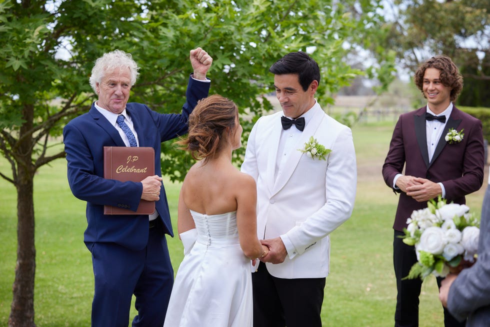 john palmer, leah patterson, justin morgan and theo poulos in home and away