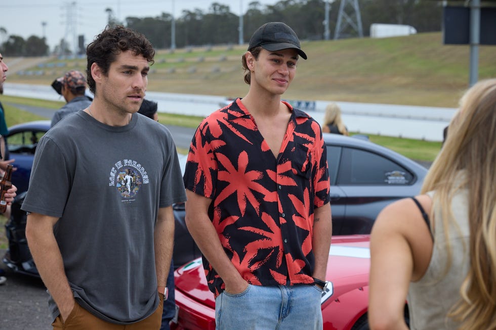 sonny baldwin, theo poulos and lacey miller in home and away