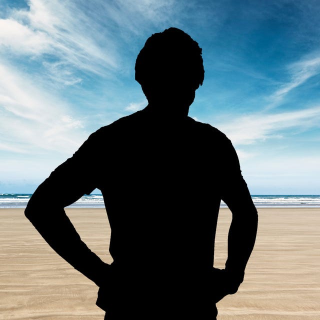 male silhouette on a beach background