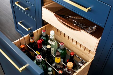 wine and booze stored in drawer