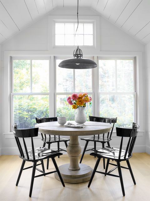breakfast table with black chairs
