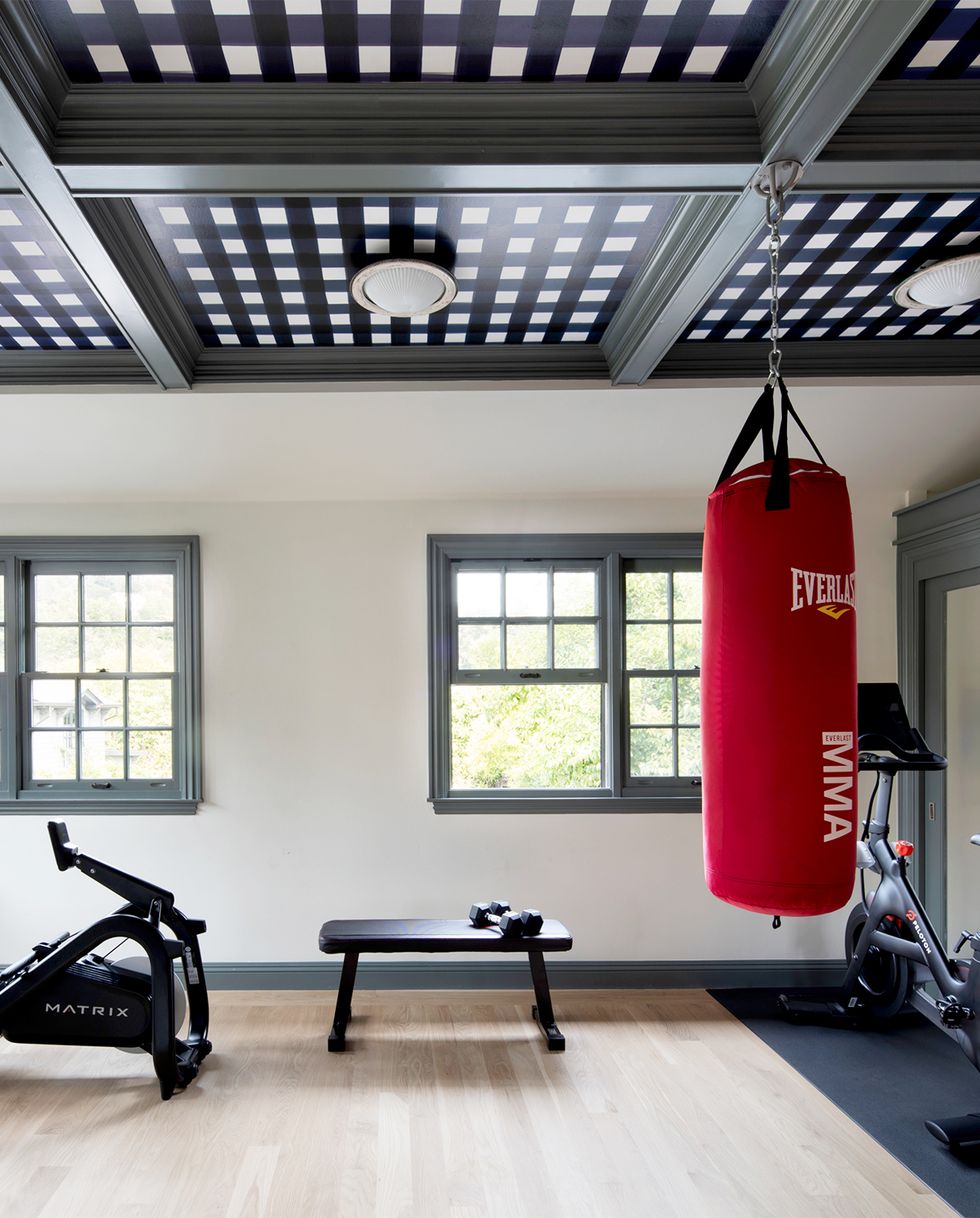 home gym with punching bag