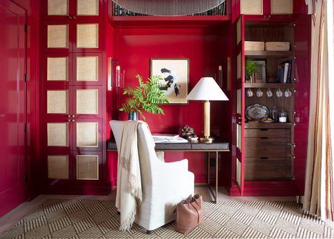 home office with red paint