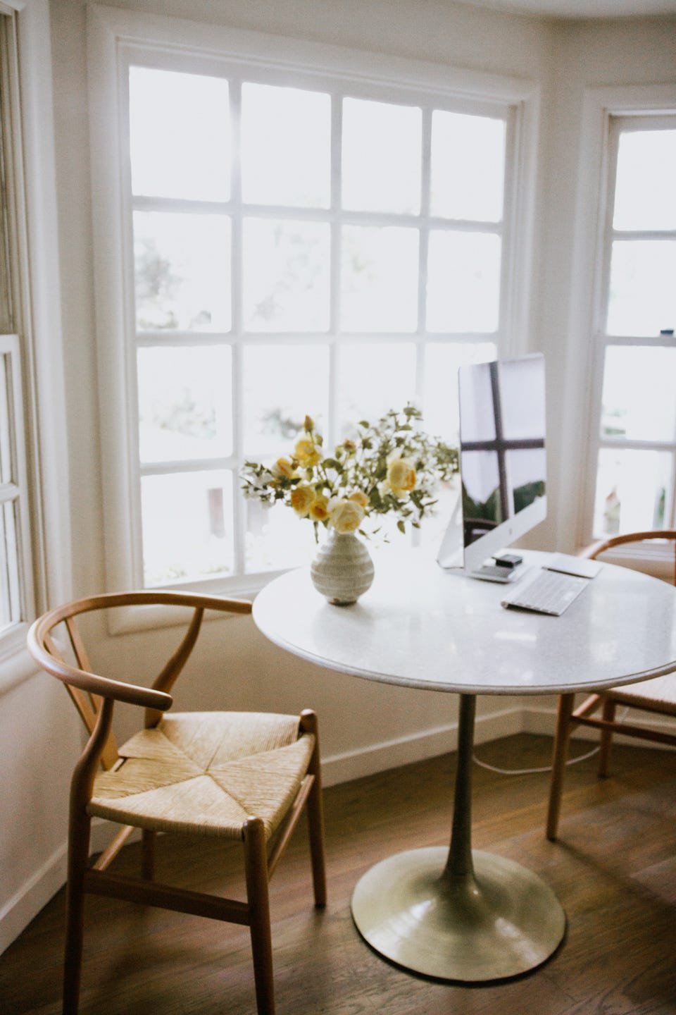 small table with laptop