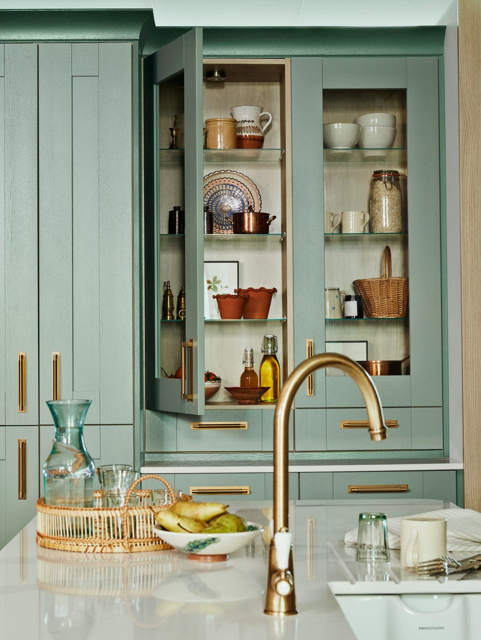 pictured country living at homebase 'whitstable' kitchen in 'sea green'