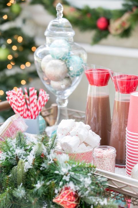 Christmas decoration, Christmas, Pink, Event, Christmas ornament, Christmas tree, Table, Plant, Food, Interior design, 