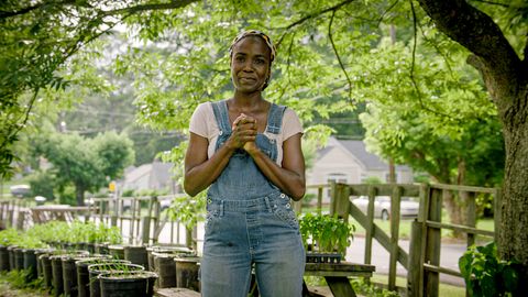 host jamila norman poses for a photo as seen on backyard farmer, season 1