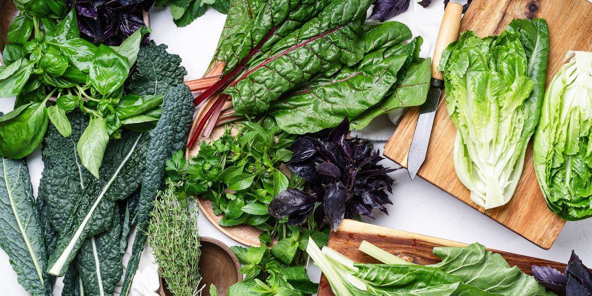 homegrown herbs and leaf vegetables, food ingredients, preparing food