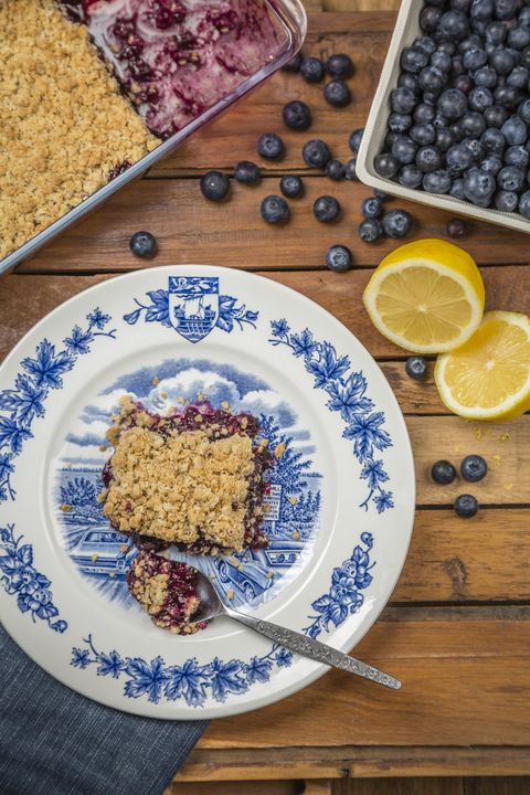homemade blueberry crumble with oatmeal