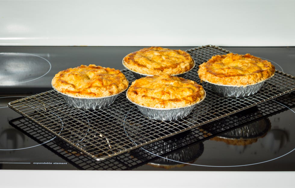 Homemade Chicken Pot Pies Cooling On A Rack