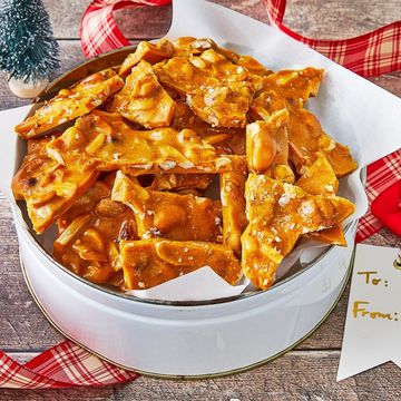 homemade christmas food gifts brittle in tin