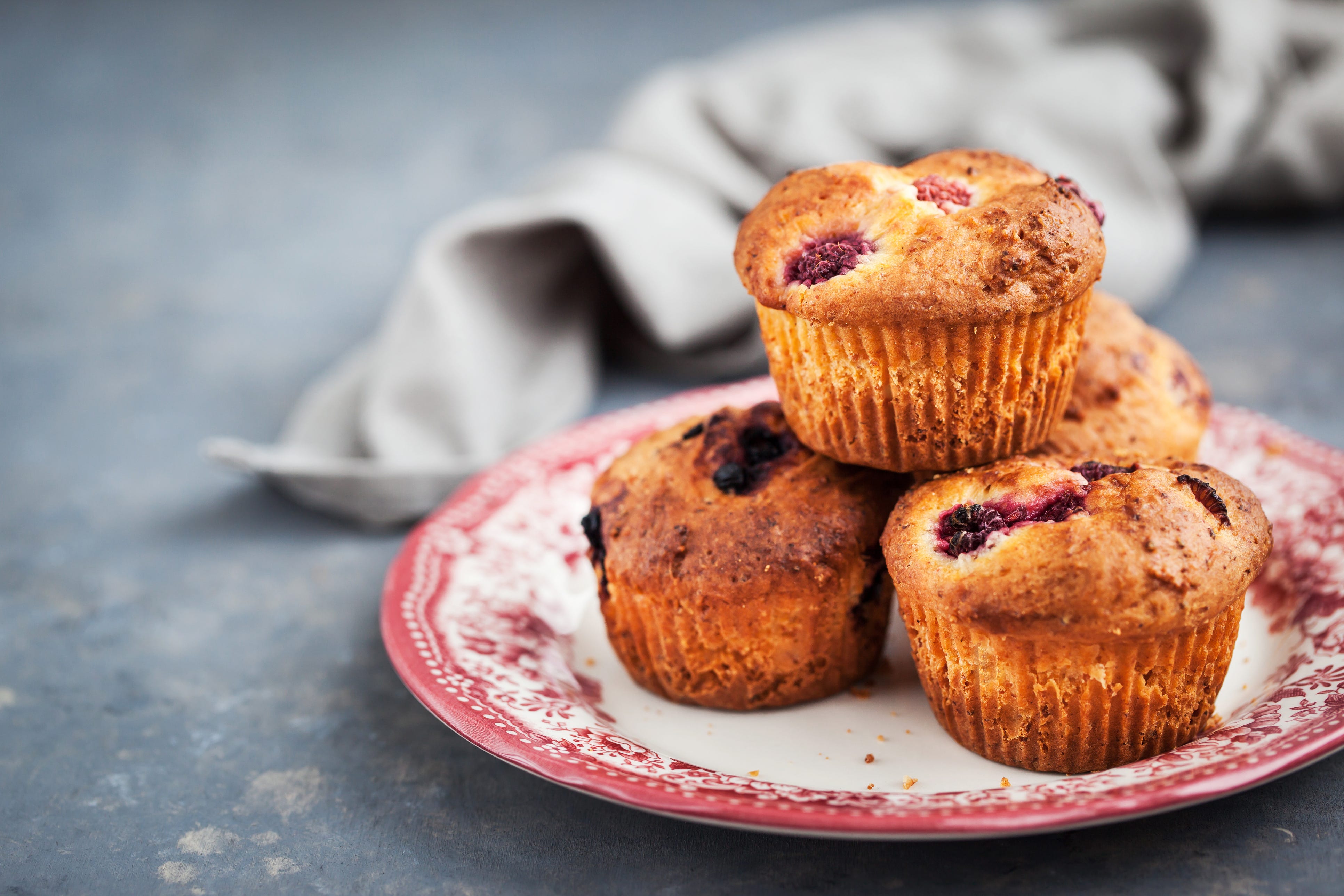 Homemade delicious raspberry muffins