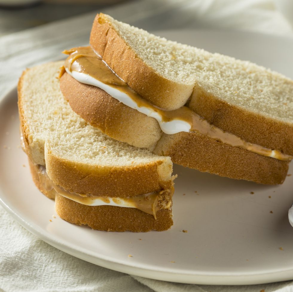 Homemade Fluffernutter Marshmallow Peanut Butter Sandwich