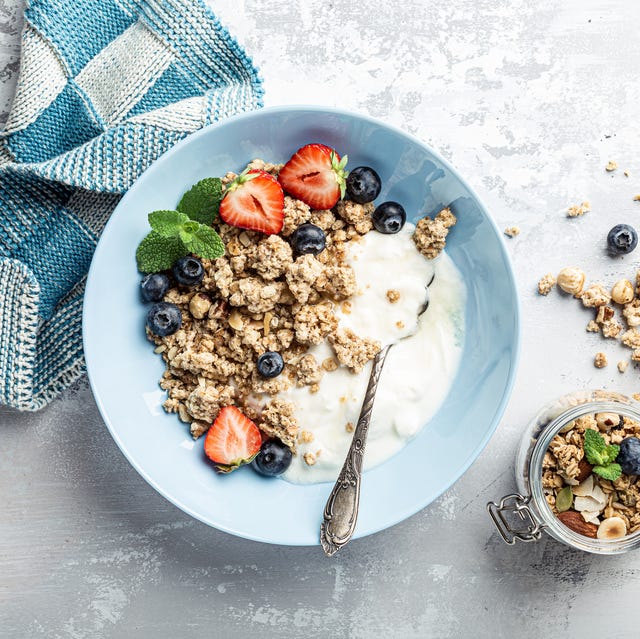 homemade granola on black plate