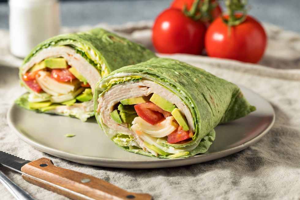 homemade healthy turkey spinach wraps