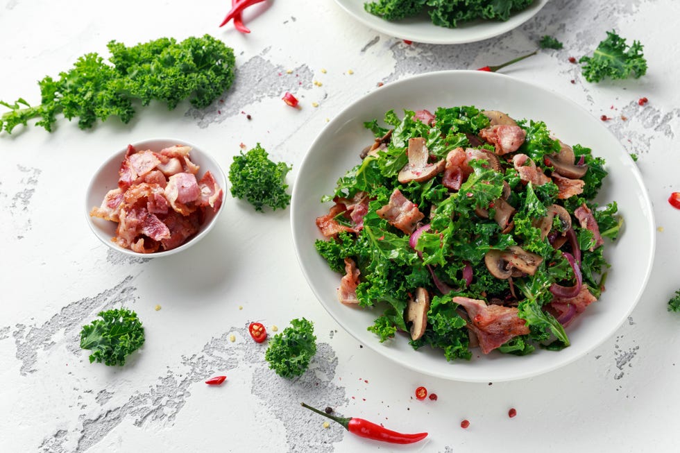 Easy Keto Side Dishes - Kale Salad with Bacon