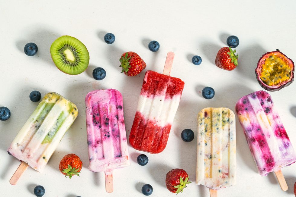 homemade mixed fruit and yoghurt popsicles