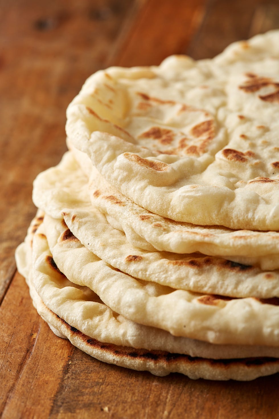 stacked homemade pita bread