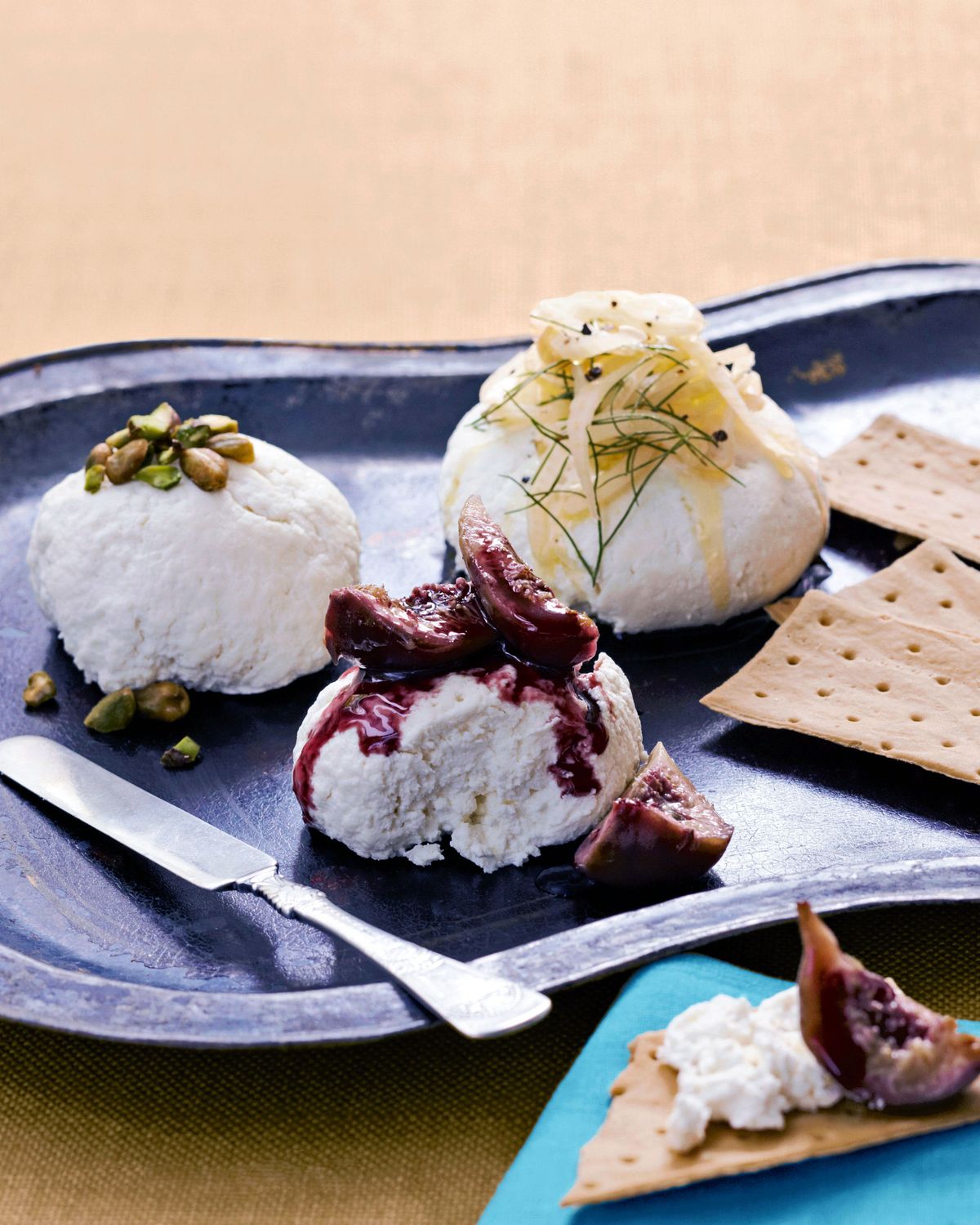 buttermilk fresh cheese with spiced figs, pickled fennel, and pistachio