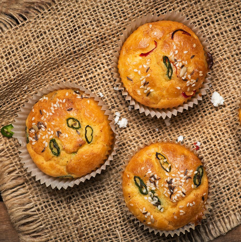 homemade rustic muffins with cheese pepper and vegetables