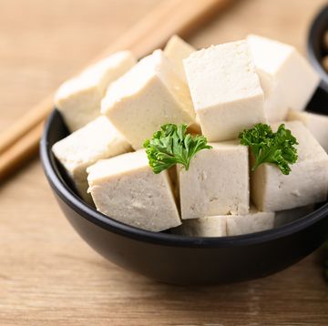 homemade tofu with soybean seed, vegan food