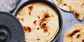 homemade tortillas in a stack