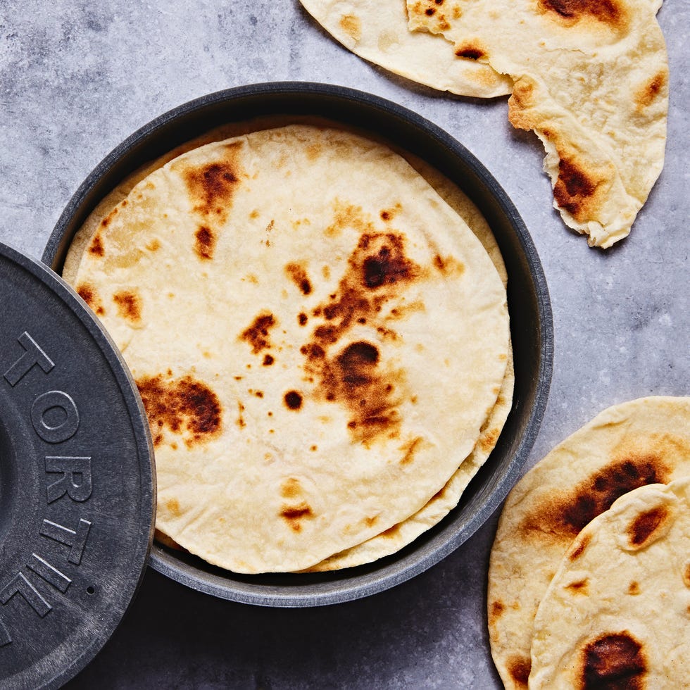 homemade tortillas in a stack