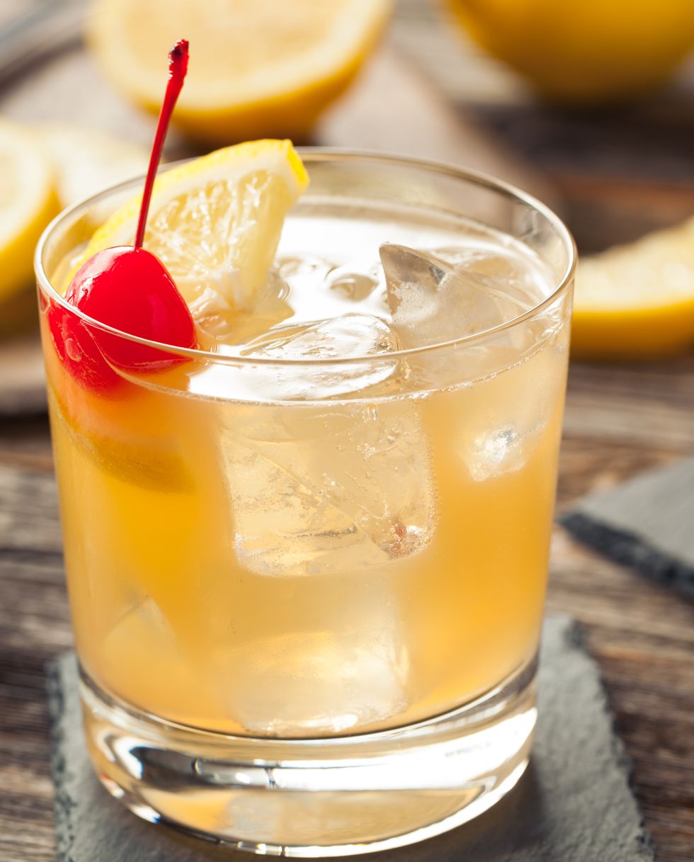 homemade whiskey sour cocktail drink