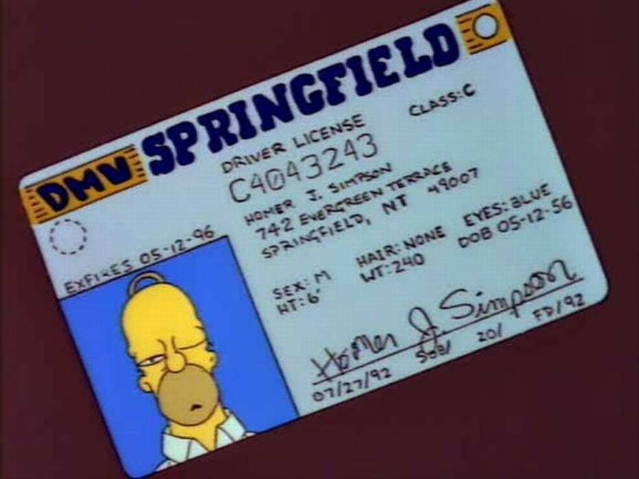homer simpson's driving license