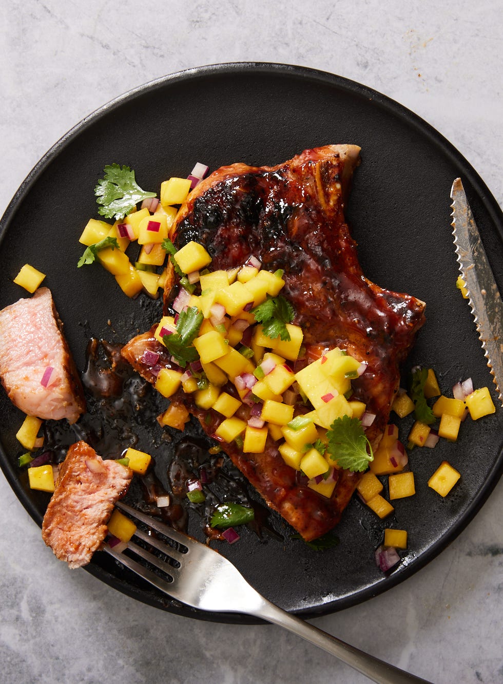 honey glazed pork chops with mango salsa