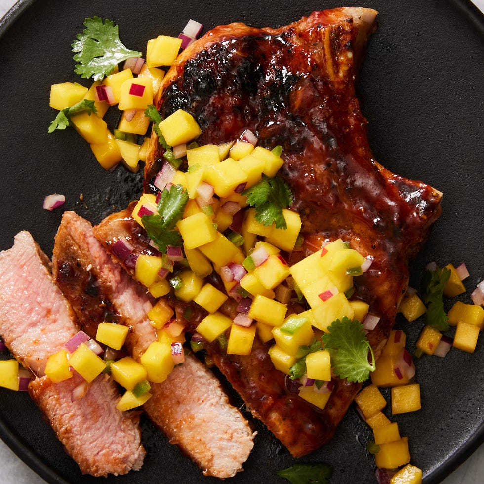 honey glazed pork chops with mango salsa