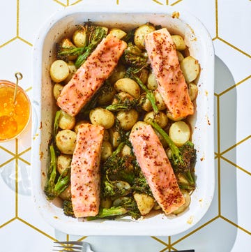 honey mustard salmon traybake honey mustard salmon traybake