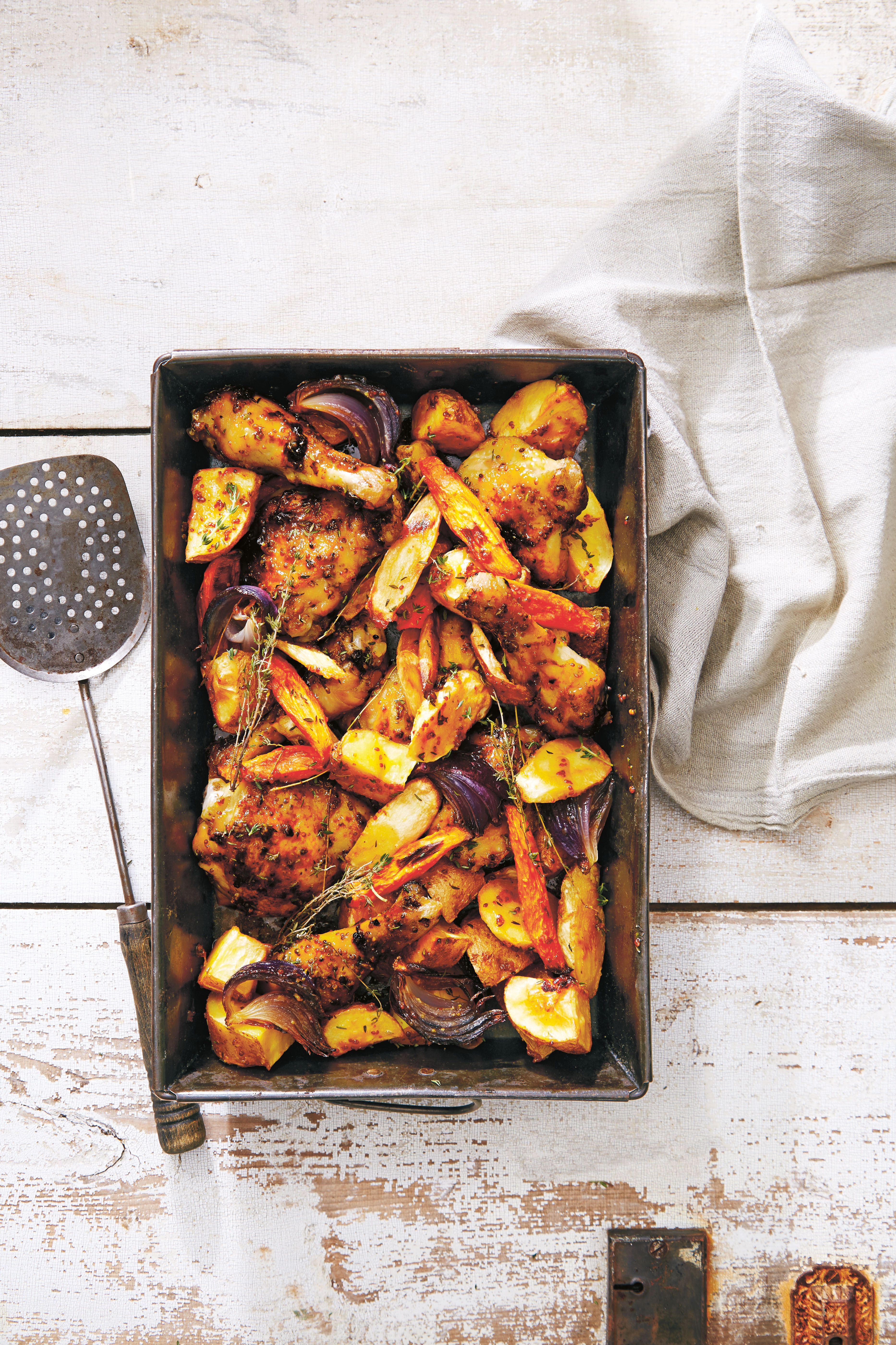 Sheet Pan Mini Meatloaves with Crispy Broccoli and Mustard Glazed Potatoes  Recipe