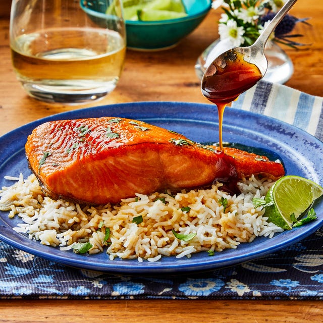 honey soy salmon on a plate