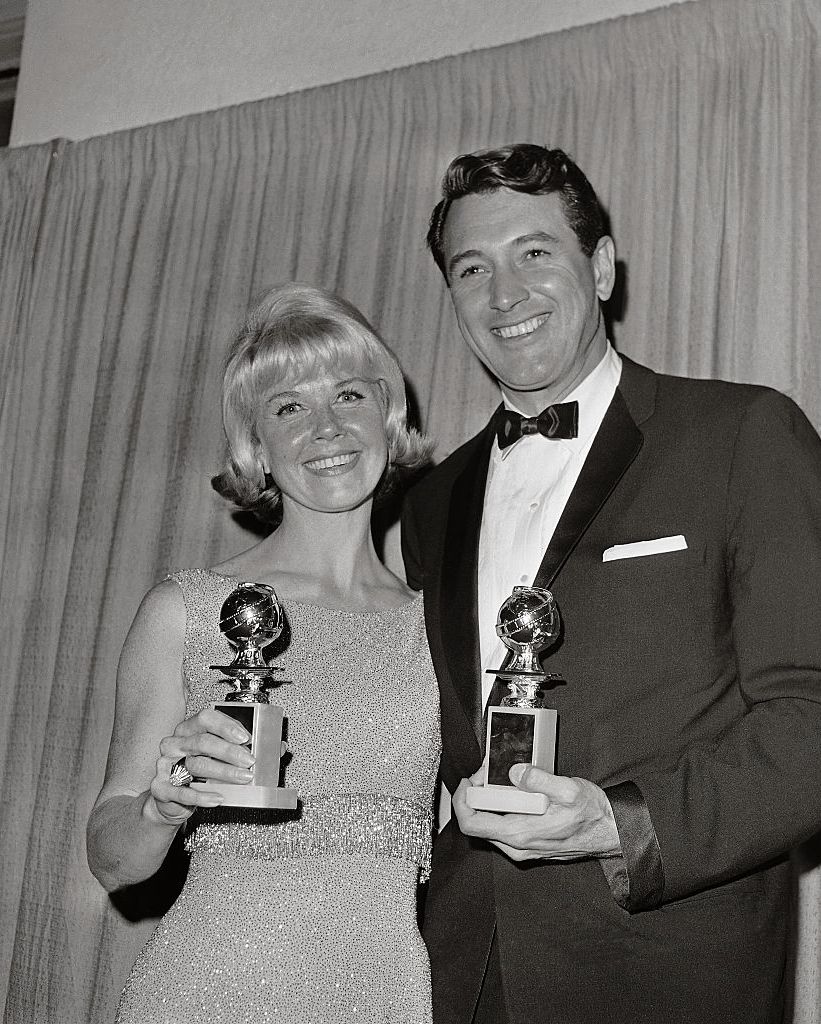 Doris Day and Rock Hudson Winning Golden Globes