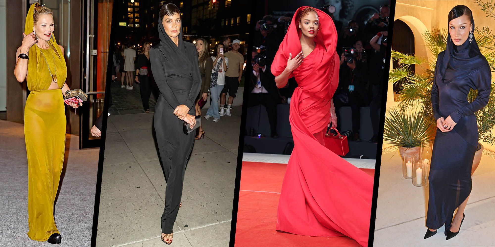 Hooded gowns are trending on the red carpet