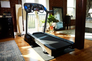 a treadmill in a sunfilled room