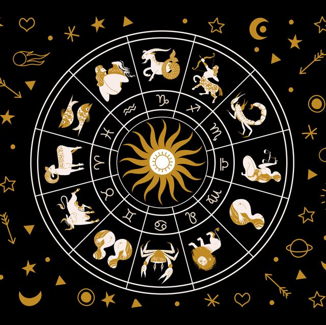 horoscope and astrology horoscope wheel with the twelve signs of the zodiac zodiacal circle vector illustration
