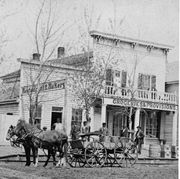 horse and wagon outside general store