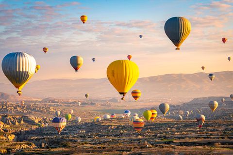 hot air balloons at sunrisecappadocia, turkey