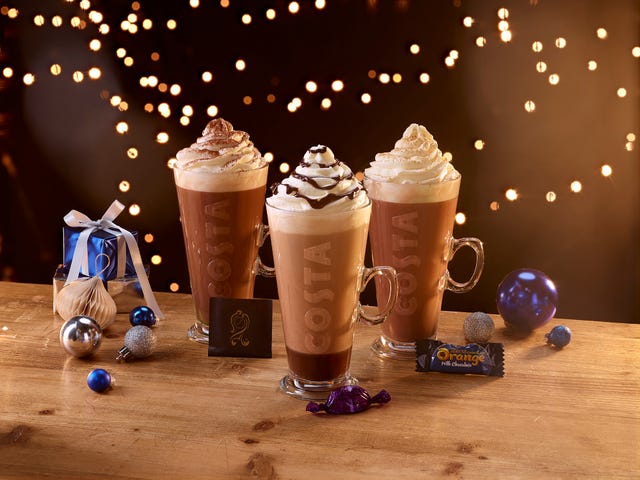 costa christmas drinks range terrys after eight purple one quality street