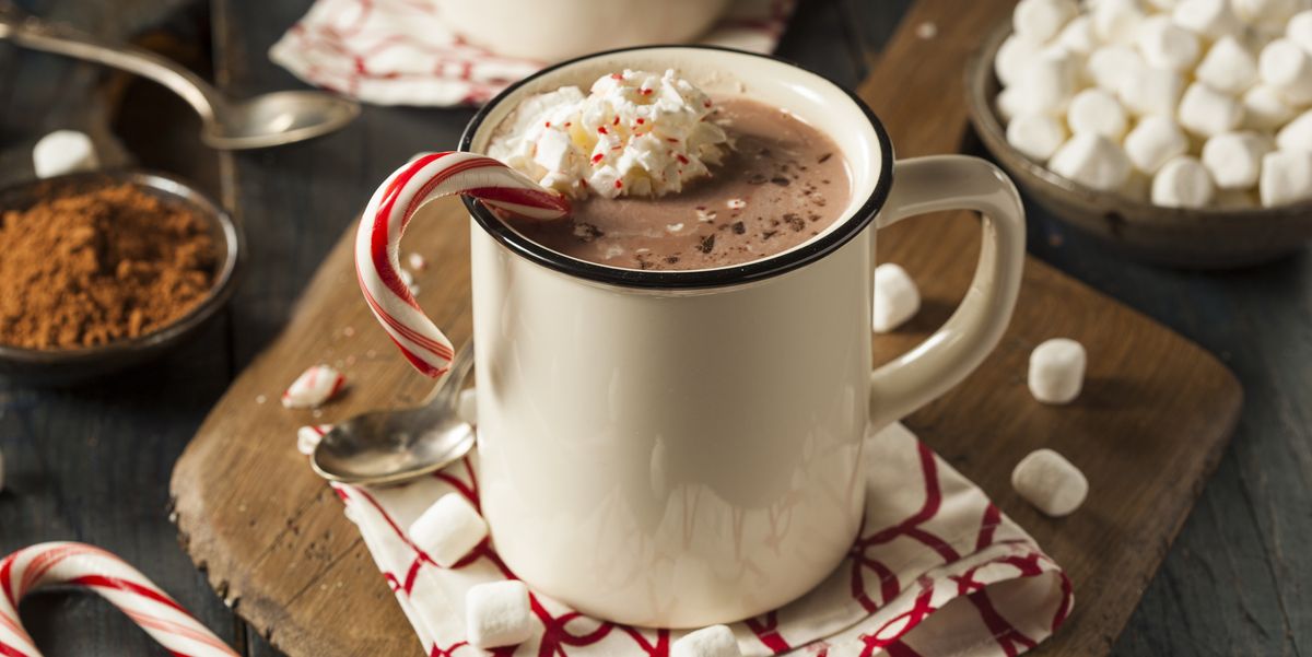 homemade peppermint hot chocolate with whipped cream