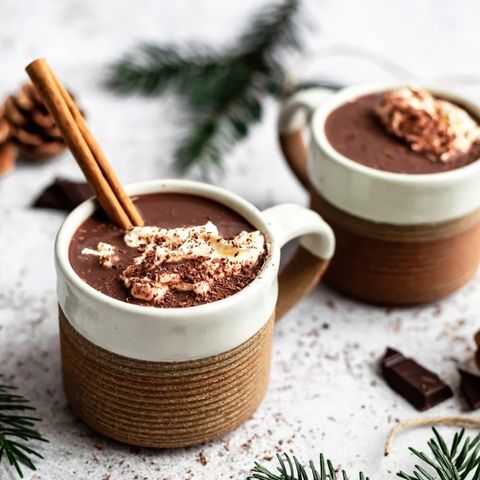 healthier hot chocolate with cinnamon stick